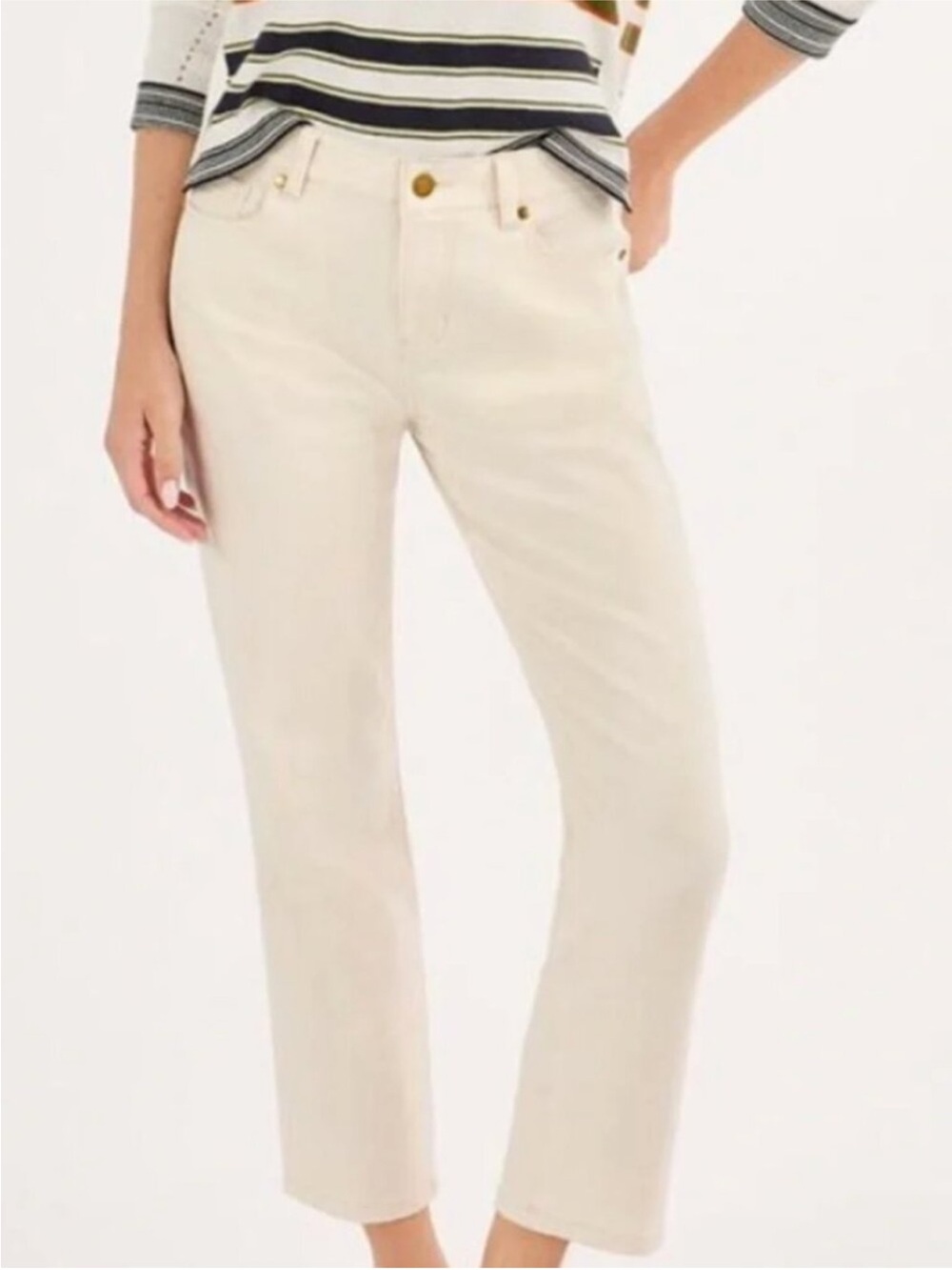 Cabi Soho Jeans Cream Straight Leg Jeans Ankle Crop Style 6701